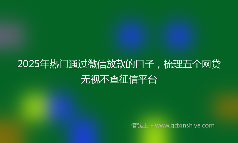 2025年热门通过微信放款的口子，梳理五个网贷无视不查征信平台