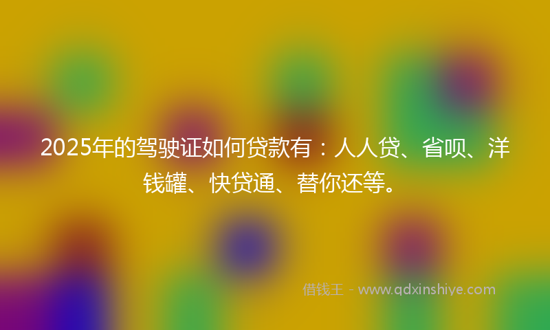 2025年的驾驶证如何贷款有：人人贷、省呗、洋钱罐、快贷通、替你还等。