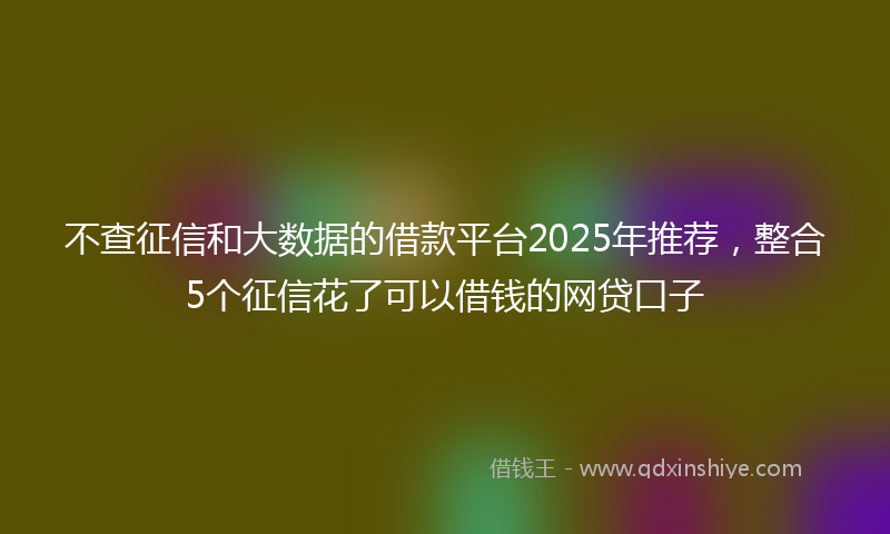 不查征信和大数据的借款平台2025年推荐，整合5个征信花了可以借钱的网贷口子