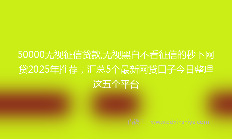 50000无视征信贷款,无视黑白不看征信的秒下网贷2025年推荐,汇总5个最新网贷口子今日整理这五个平台