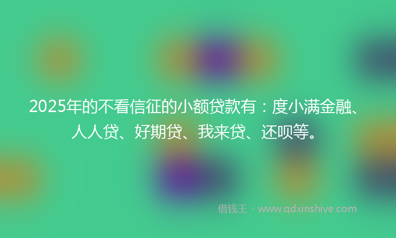 2025年的不看信征的小额贷款有：度小满金融、人人贷、好期贷、我来贷、还呗等。