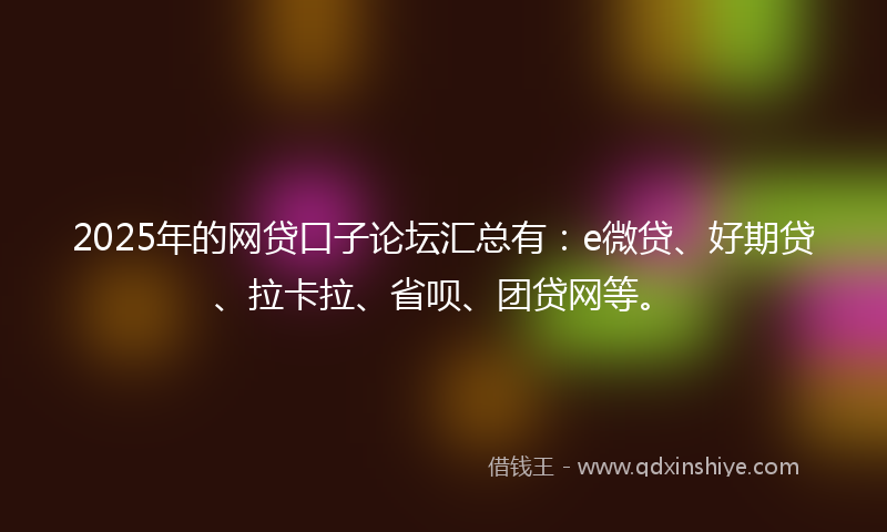 2025年的网贷口子论坛汇总有：e微贷、好期贷、拉卡拉、省呗、团贷网等。