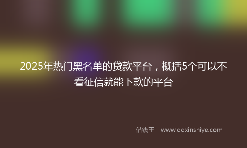 2025年热门黑名单的贷款平台，概括5个可以不看征信就能下款的平台