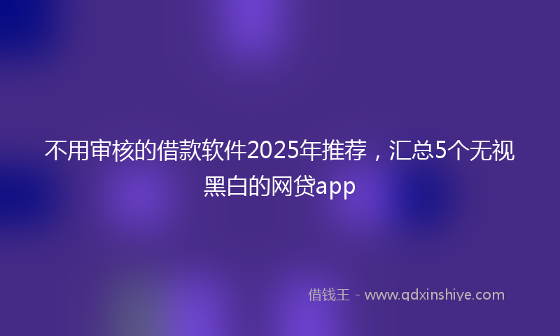 不用审核的借款软件2025年推荐，汇总5个无视黑白的网贷app