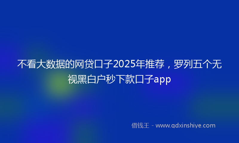 不看大数据的网贷口子2025年推荐，罗列五个无视黑白户秒下款口子app