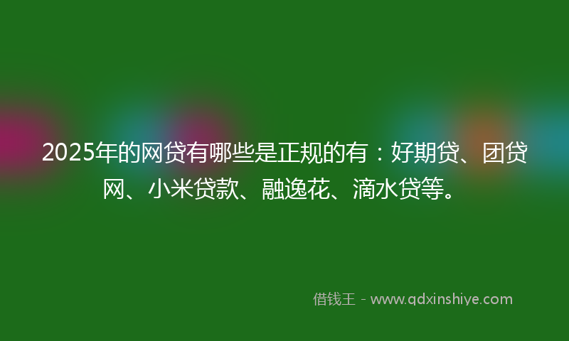 2025年的网贷有哪些是正规的有：好期贷、团贷网、小米贷款、融逸花、滴水贷等。