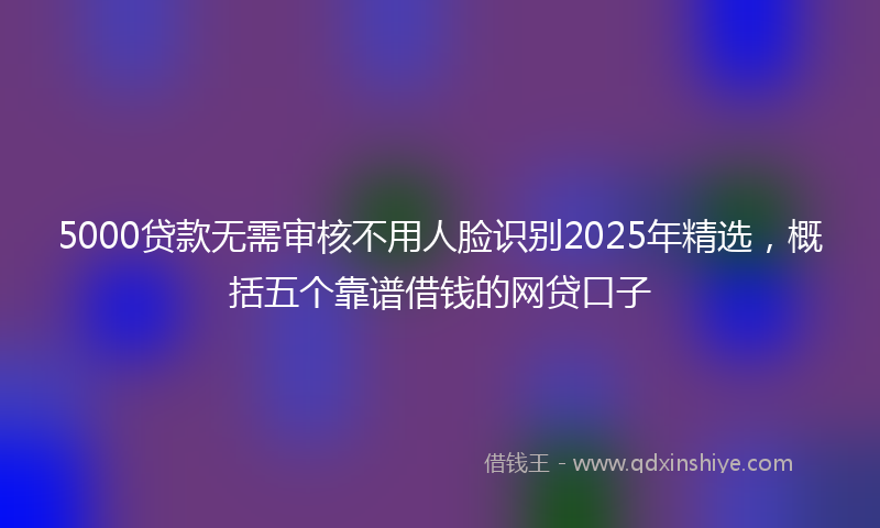 5000贷款无需审核不用人脸识别2025年精选，概括五个靠谱借钱的网贷口子