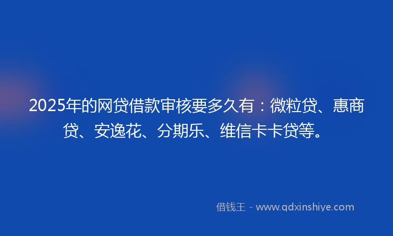 2025年的网贷借款审核要多久有：微粒贷、惠商贷、安逸花、分期乐、维信卡卡贷等。
