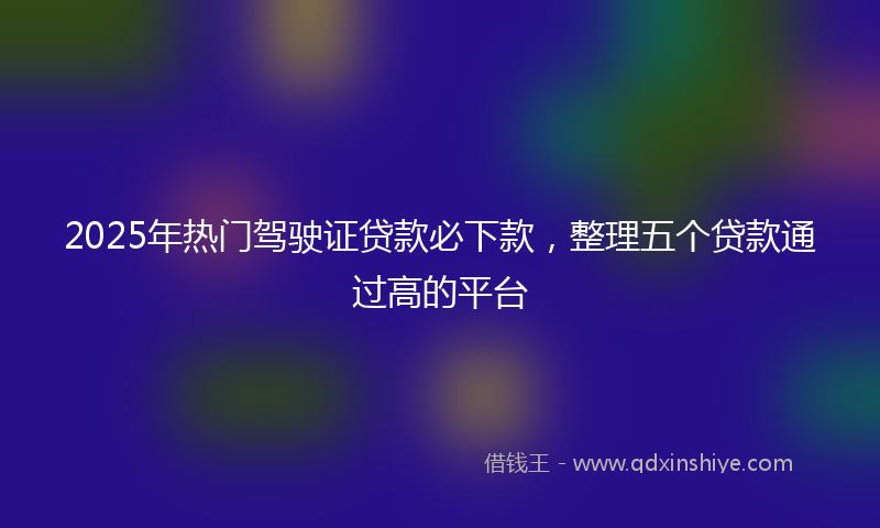 2025年热门驾驶证贷款必下款，整理五个贷款通过高的平台