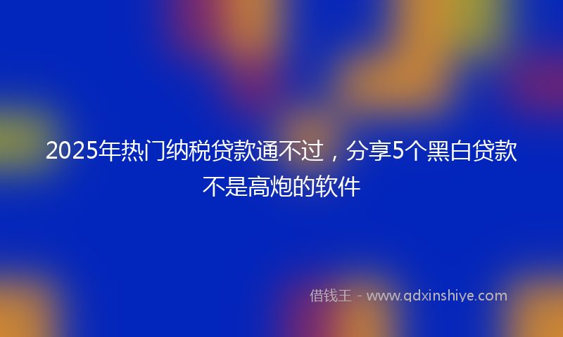 2025年热门纳税贷款通不过，分享5个黑白贷款不是高炮的软件