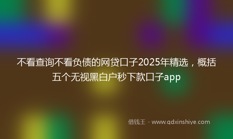不看查询不看负债的网贷口子2025年精选，概括五个无视黑白户秒下款口子app