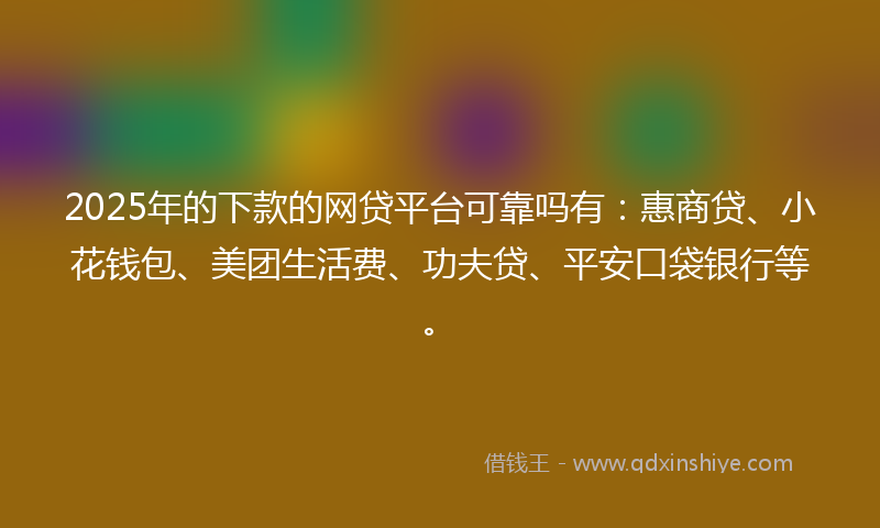 2025年的下款的网贷平台可靠吗有：惠商贷、小花钱包、美团生活费、功夫贷、平安口袋银行等。