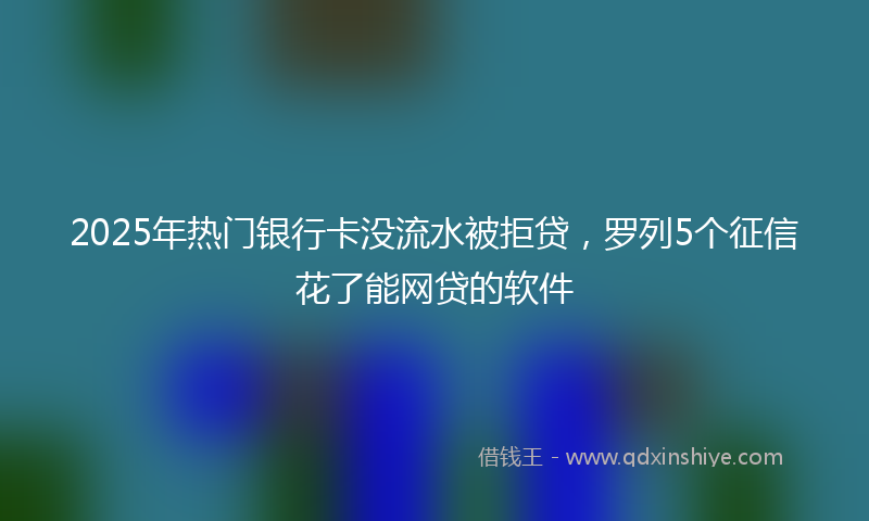2025年热门银行卡没流水被拒贷，罗列5个征信花了能网贷的软件