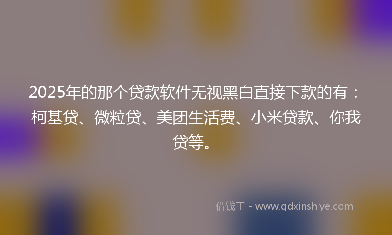 2025年的那个贷款软件无视黑白直接下款的有：柯基贷、微粒贷、美团生活费、小米贷款、你我贷等。