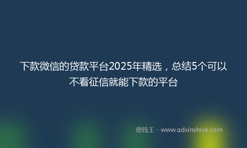 下款微信的贷款平台2025年精选，总结5个可以不看征信就能下款的平台