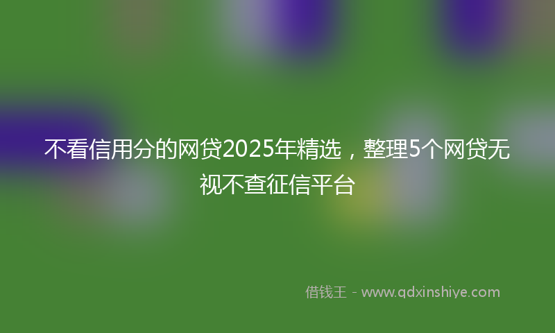 不看信用分的网贷2025年精选，整理5个网贷无视不查征信平台