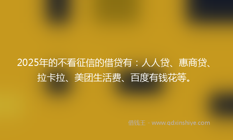 2025年的不看征信的借贷有：人人贷、惠商贷、拉卡拉、美团生活费、百度有钱花等。