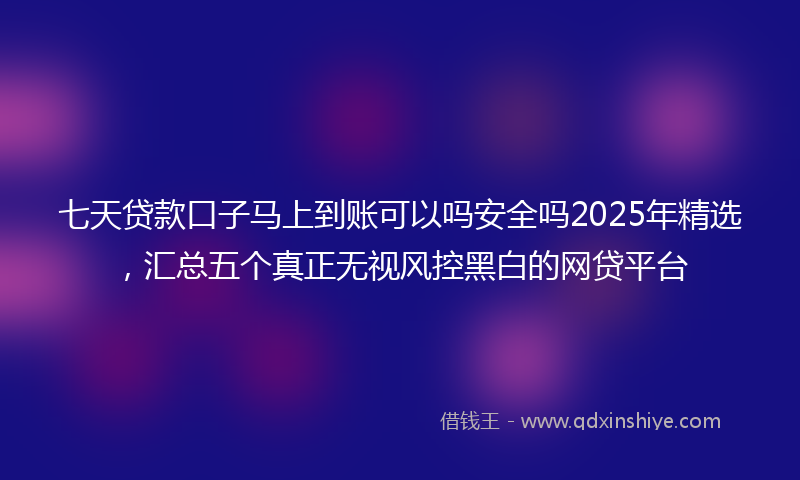 七天贷款口子马上到账可以吗安全吗2025年精选，汇总五个真正无视风控黑白的网贷平台