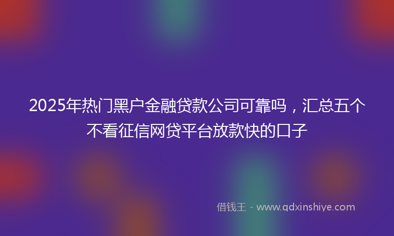 2025年热门黑户金融贷款公司可靠吗，汇总五个不看征信网贷平台放款快的口子
