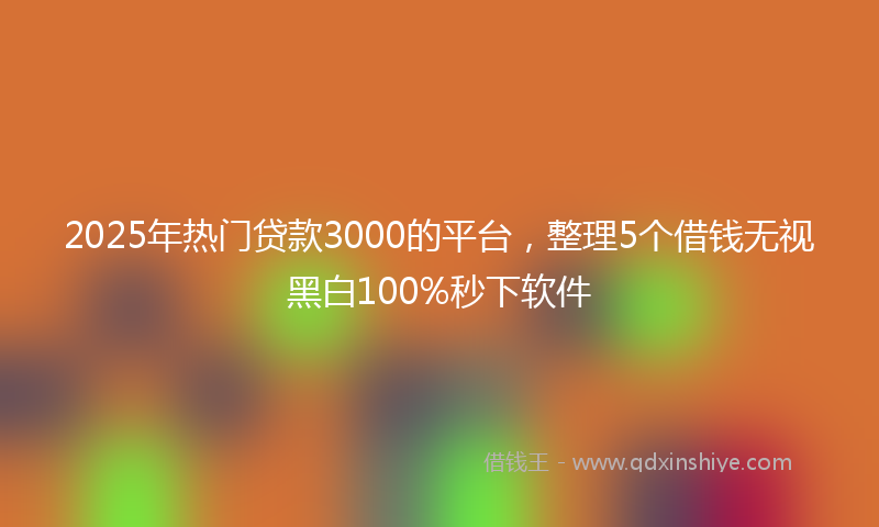 2025年热门贷款3000的平台，整理5个借钱无视黑白100%秒下软件