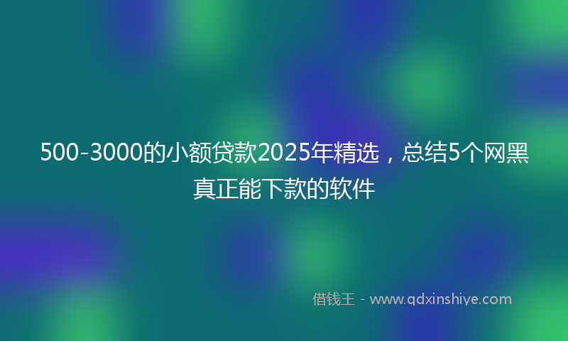 500-3000的小额贷款2025年精选，总结5个网黑真正能下款的软件