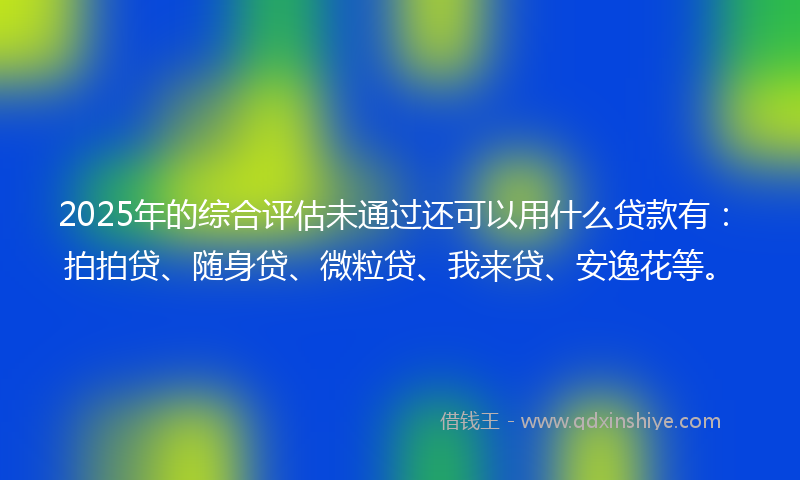 2025年的综合评估未通过还可以用什么贷款有：拍拍贷、随身贷、微粒贷、我来贷、安逸花等。