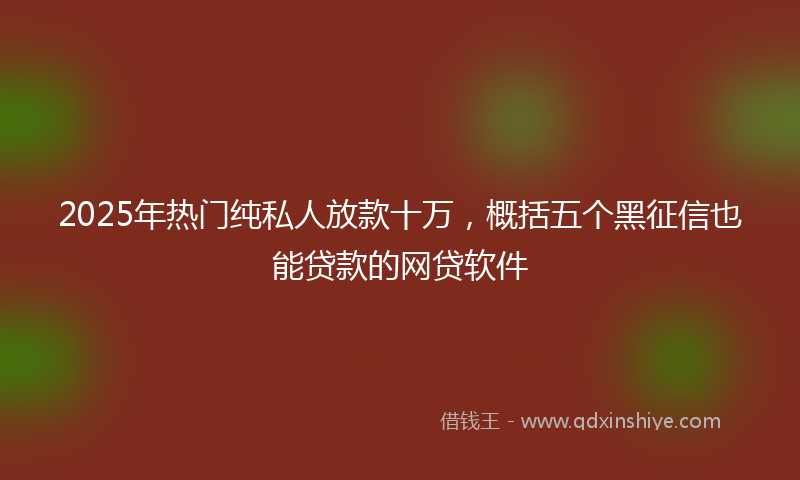 2025年热门纯私人放款十万，概括五个黑征信也能贷款的网贷软件