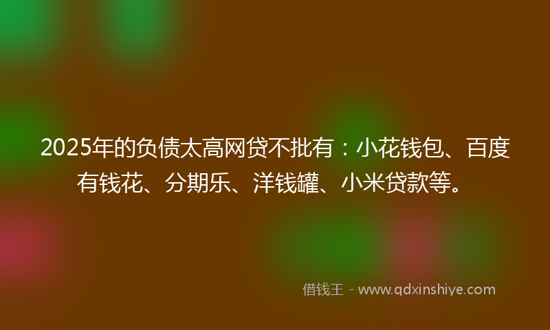 2025年的负债太高网贷不批有:小花钱包、百度有钱花、分期乐、洋钱罐、小米贷款等。