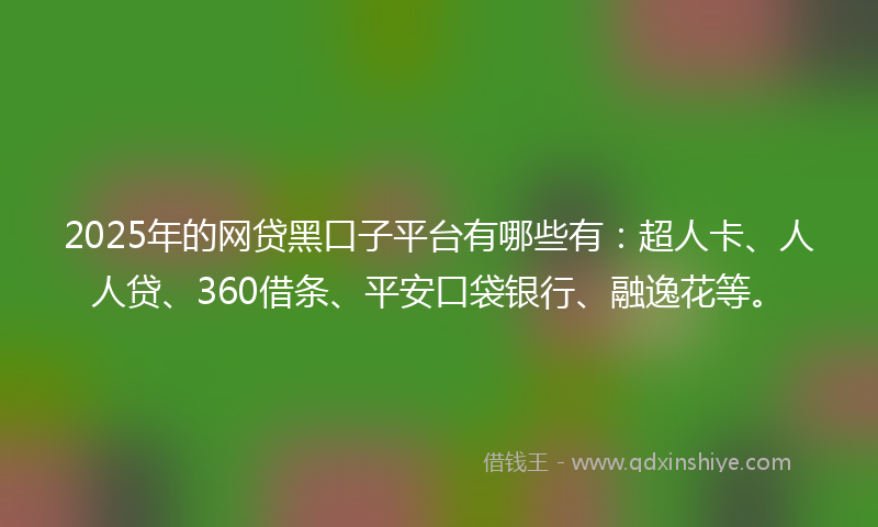2025年的网贷黑口子平台有哪些有：超人卡、人人贷、360借条、平安口袋银行、融逸花等。