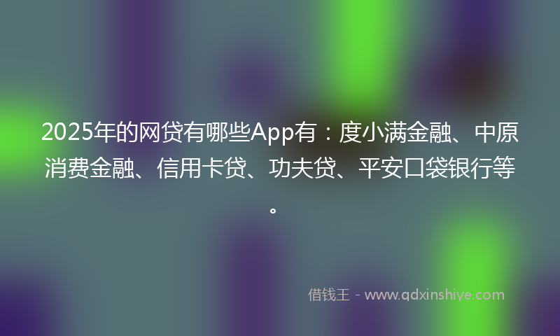 2025年的网贷有哪些App有：度小满金融、中原消费金融、信用卡贷、功夫贷、平安口袋银行等。