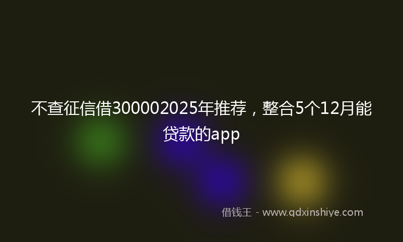 不查征信借300002025年推荐，整合5个12月能贷款的app