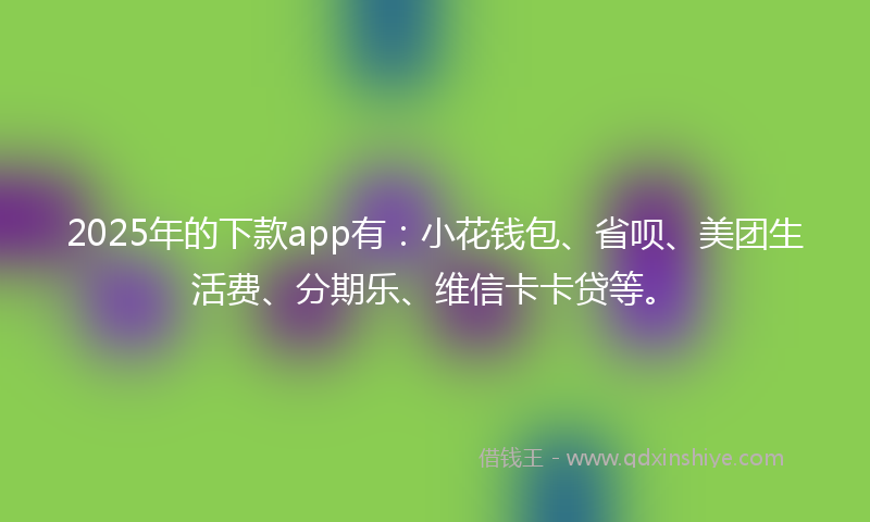 2025年的下款app有：小花钱包、省呗、美团生活费、分期乐、维信卡卡贷等。