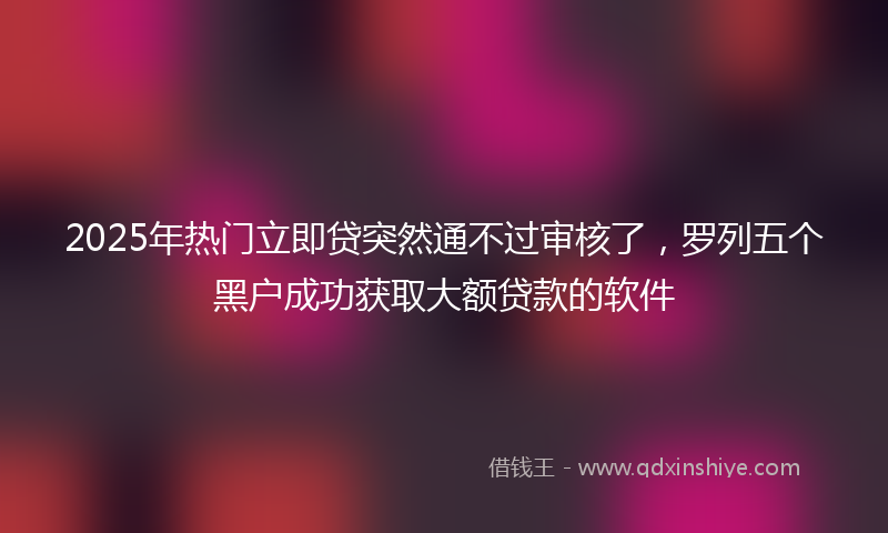2025年热门立即贷突然通不过审核了，罗列五个黑户成功获取大额贷款的软件