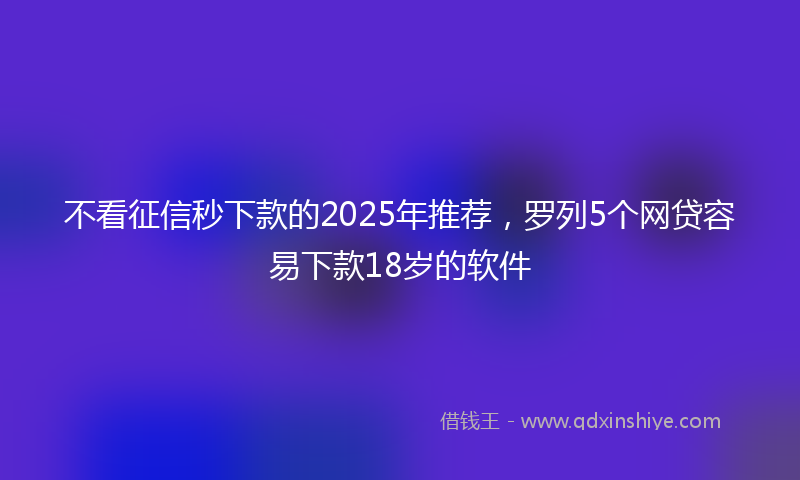 不看征信秒下款的2025年推荐，罗列5个网贷容易下款18岁的软件