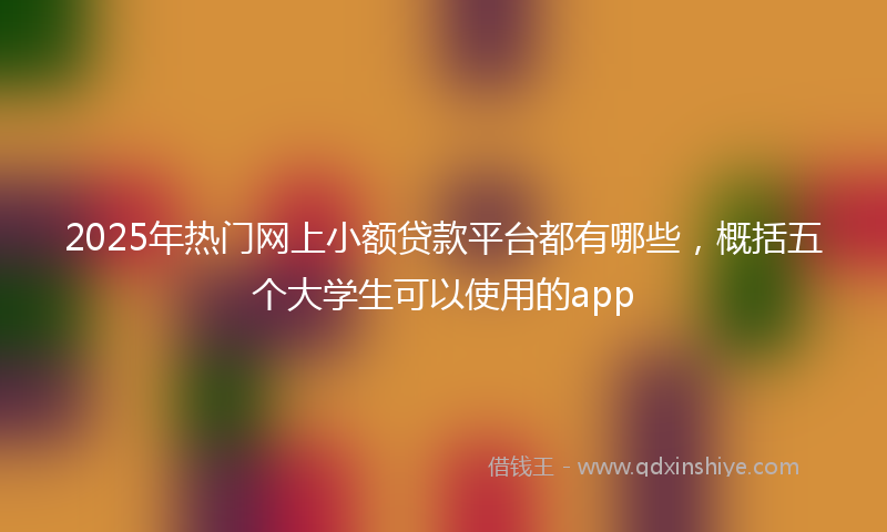 2025年热门网上小额贷款平台都有哪些，概括五个大学生可以使用的app