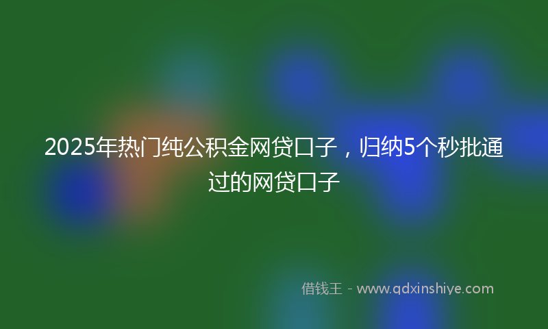 2025年热门纯公积金网贷口子，归纳5个秒批通过的网贷口子