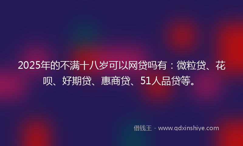 2025年的不满十八岁可以网贷吗有：微粒贷、花呗、好期贷、惠商贷、51人品贷等。