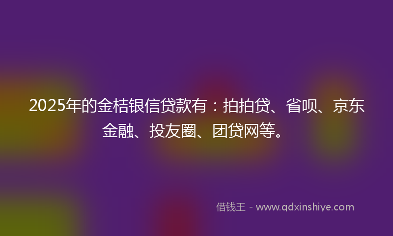 2025年的金桔银信贷款有：拍拍贷、省呗、京东金融、投友圈、团贷网等。