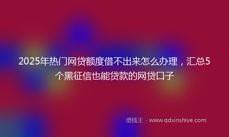 2025年热门网贷额度借不出来怎么办理，汇总5个黑征信也能贷款的网贷口子