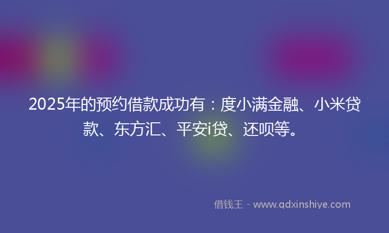 2025年的预约借款成功有：度小满金融、小米贷款、东方汇、平安i贷、还呗等。