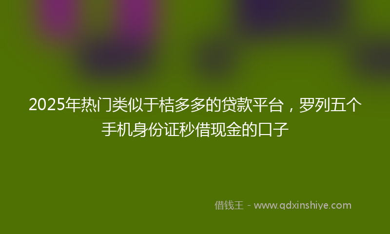 2025年热门类似于桔多多的贷款平台，罗列五个手机身份证秒借现金的口子