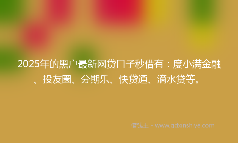 2025年的黑户最新网贷口子秒借有：度小满金融、投友圈、分期乐、快贷通、滴水贷等。