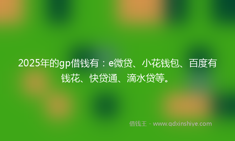 2025年的gp借钱有：e微贷、小花钱包、百度有钱花、快贷通、滴水贷等。