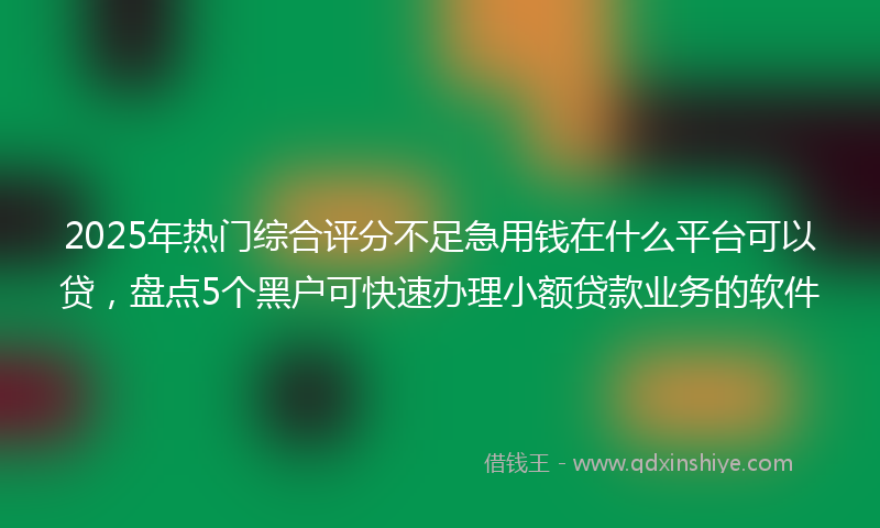 2025年热门综合评分不足急用钱在什么平台可以贷，盘点5个黑户可快速办理小额贷款业务的软件