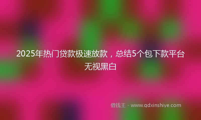 2025年热门贷款极速放款，总结5个包下款平台无视黑白