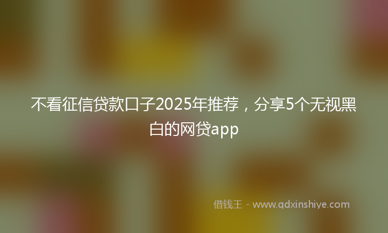 不看征信贷款口子2025年推荐，分享5个无视黑白的网贷app