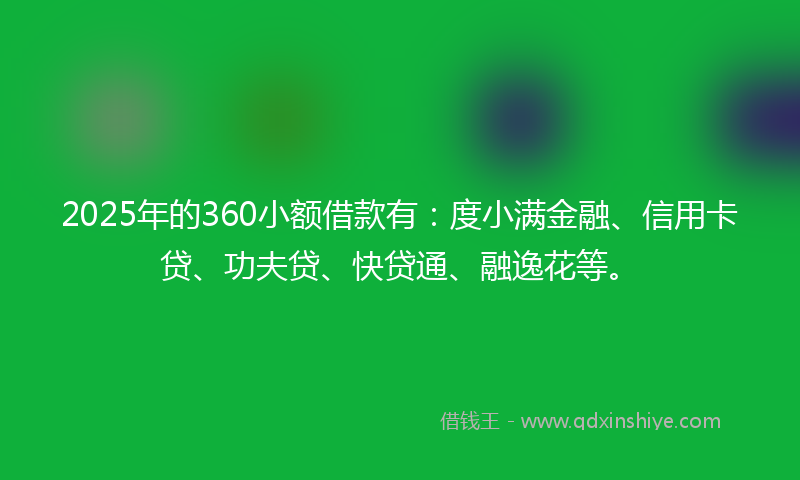 2025年的360小额借款有：度小满金融、信用卡贷、功夫贷、快贷通、融逸花等。