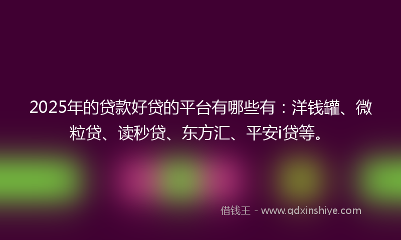 2025年的贷款好贷的平台有哪些有：洋钱罐、微粒贷、读秒贷、东方汇、平安i贷等。