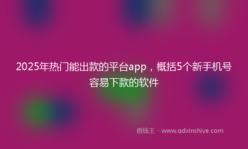 2025年热门能出款的平台app,概括5个新手机号容易下款的软件