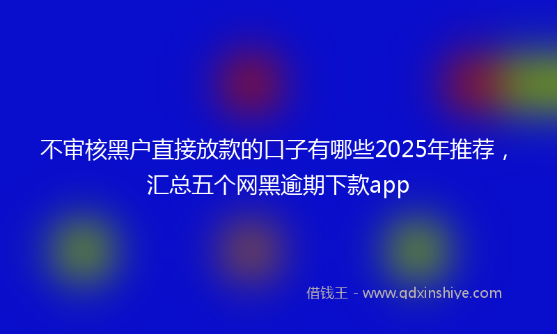 不审核黑户直接放款的口子有哪些2025年推荐，汇总五个网黑逾期下款app